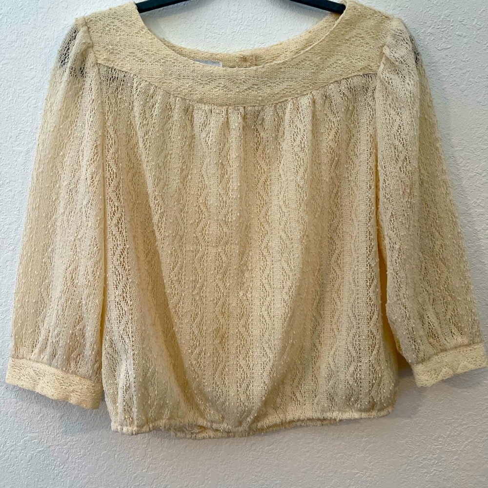 Vintage - 2 piece Ivory Lace Blouse & Lace Skirt